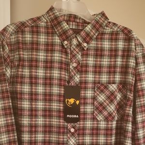 RQQBA BRAND NEW Long Sleeve ButtonPlaid Shirt Mens